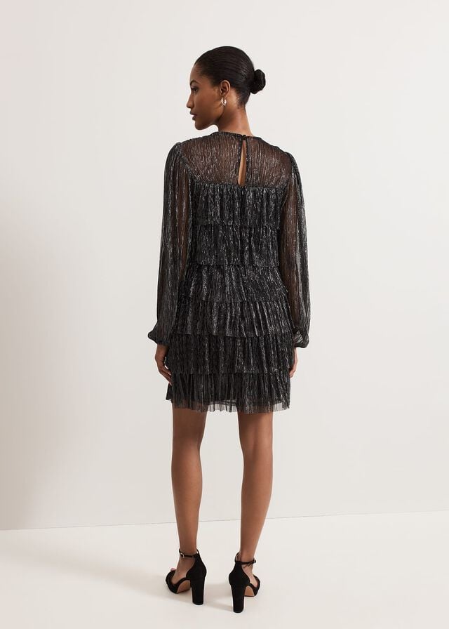 Black / Multicolor Phase Eight Nika Shimmer Dress | 2160SNFOJ