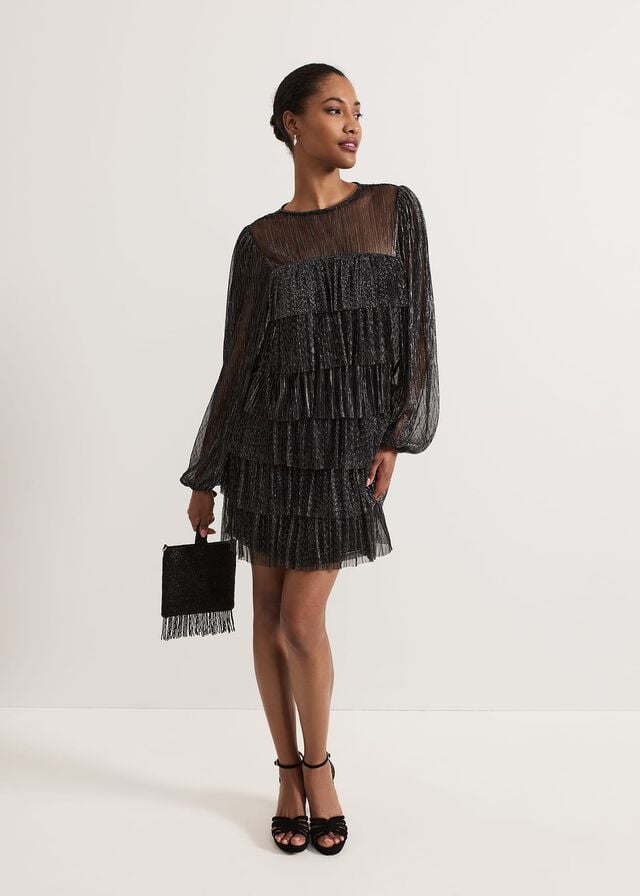 Black / Multicolor Phase Eight Nika Shimmer Dress | 2160SNFOJ