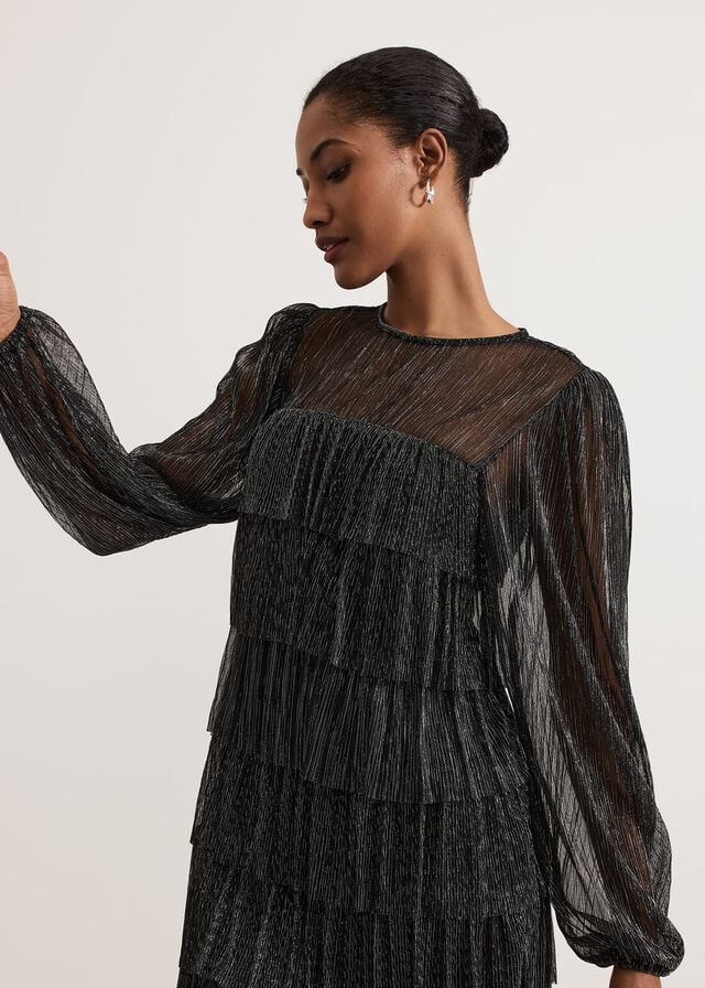 Black / Multicolor Phase Eight Nika Shimmer Dress | 2160SNFOJ