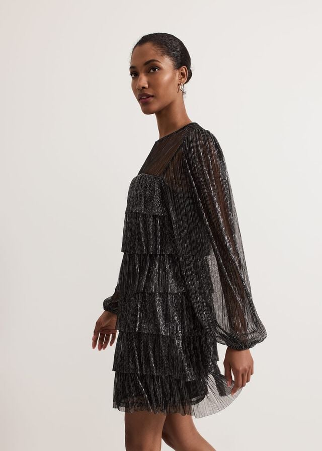 Black / Multicolor Phase Eight Nika Shimmer Dress | 2160SNFOJ