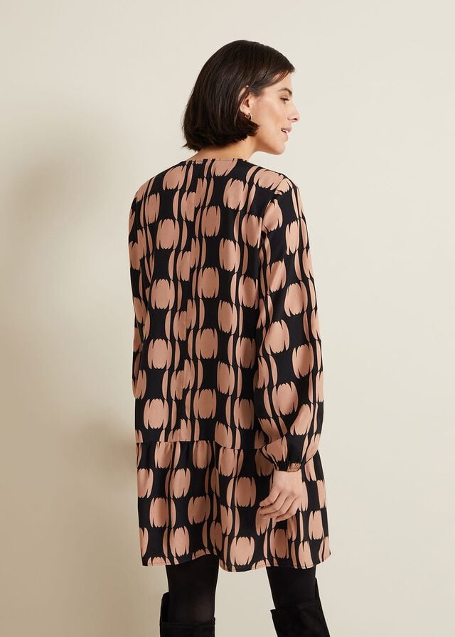 Black / Multicolor Phase Eight Penele Spot Swing Dress | 6058GMCKO