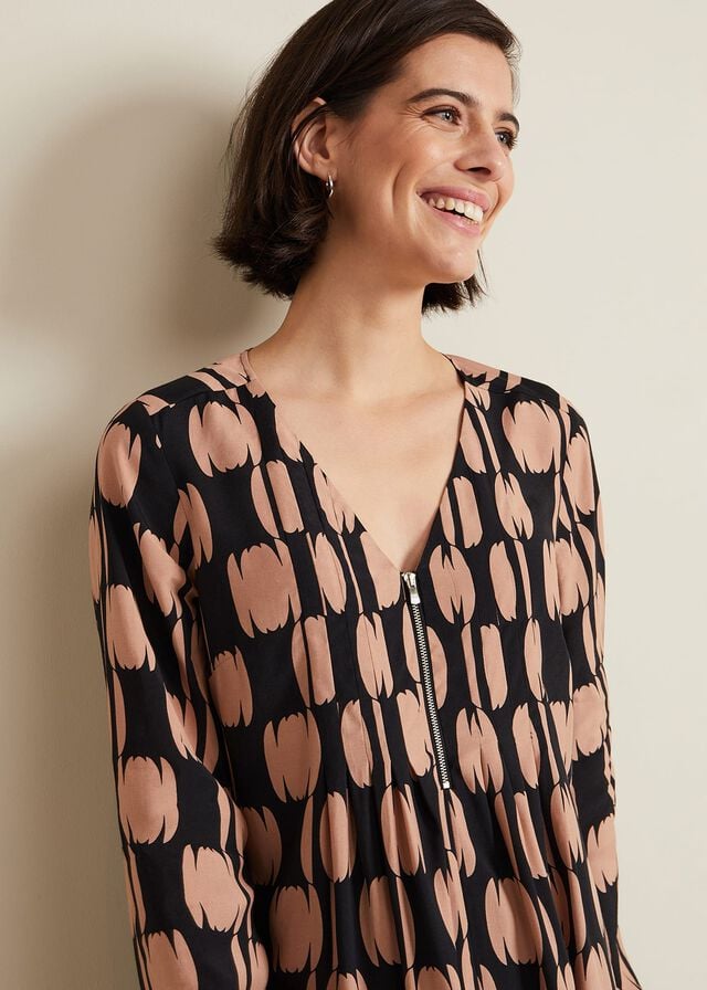 Black / Multicolor Phase Eight Penele Spot Swing Dress | 6058GMCKO