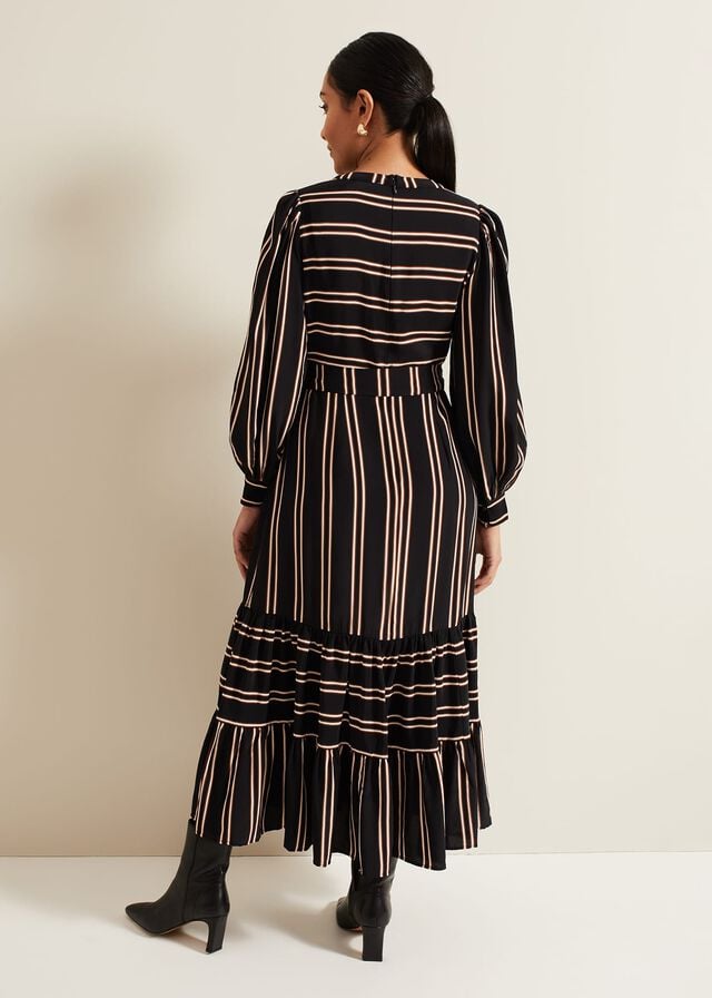 Black / Multicolor Phase Eight Petite Laura Midaxi Dress | 5438CNYXM