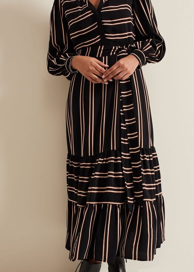 Black / Multicolor Phase Eight Petite Laura Midaxi Dress | 5438CNYXM