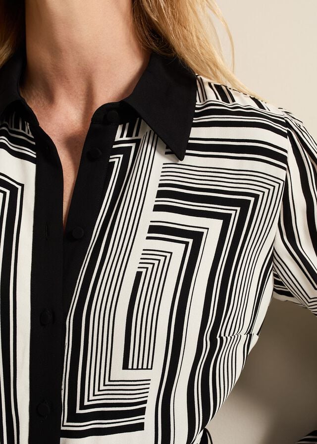 Black / Multicolor Phase Eight Pia Striped Midaxi Dress | 1492LMUNX