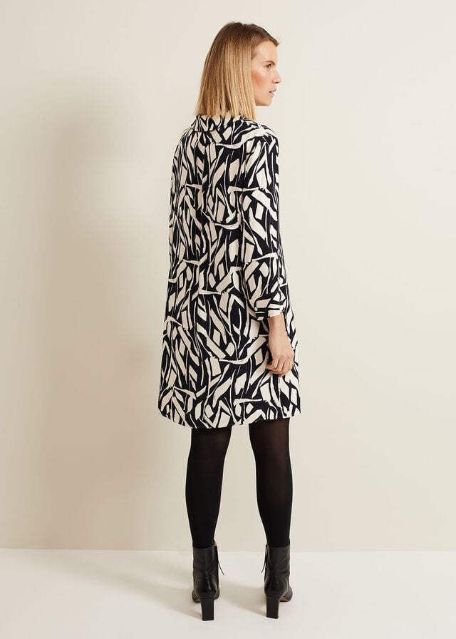 Black / Multicolor Phase Eight Ruby Geo Tunic Dress | 0283UXRYI