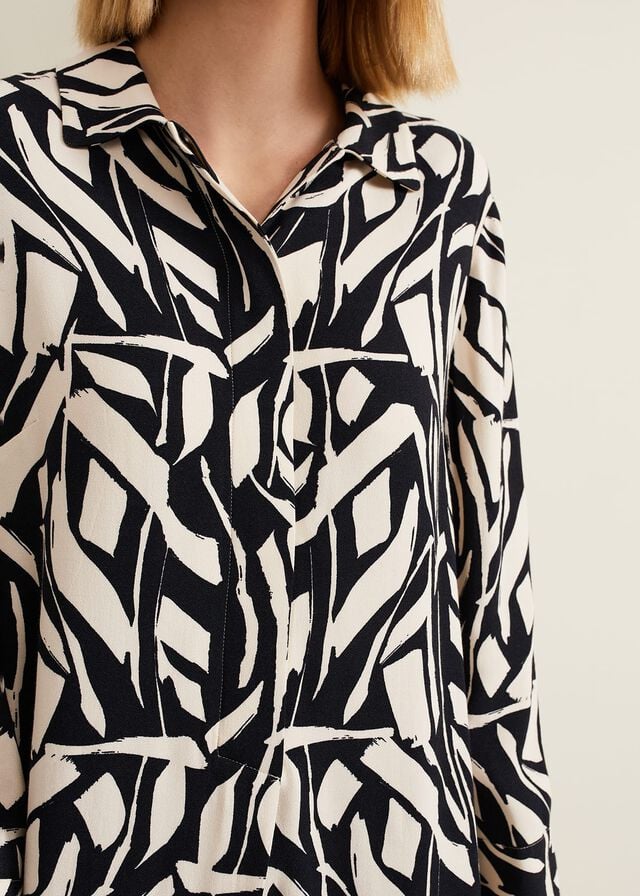Black / Multicolor Phase Eight Ruby Geo Tunic Dress | 0283UXRYI