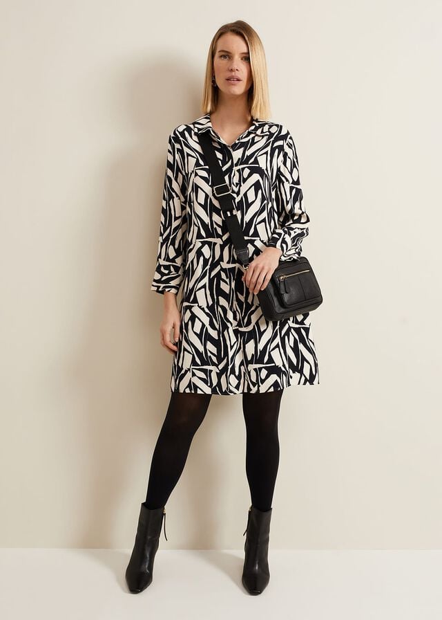 Black / Multicolor Phase Eight Ruby Geo Tunic Dress | 0283UXRYI