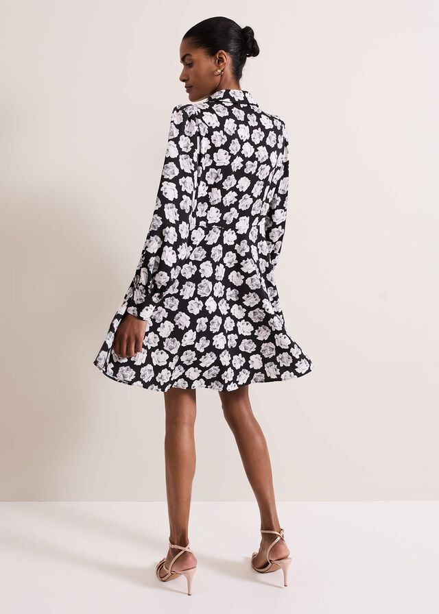 Black / Multicolor Phase Eight Selika Floral Swing Dress | 1548STLHC