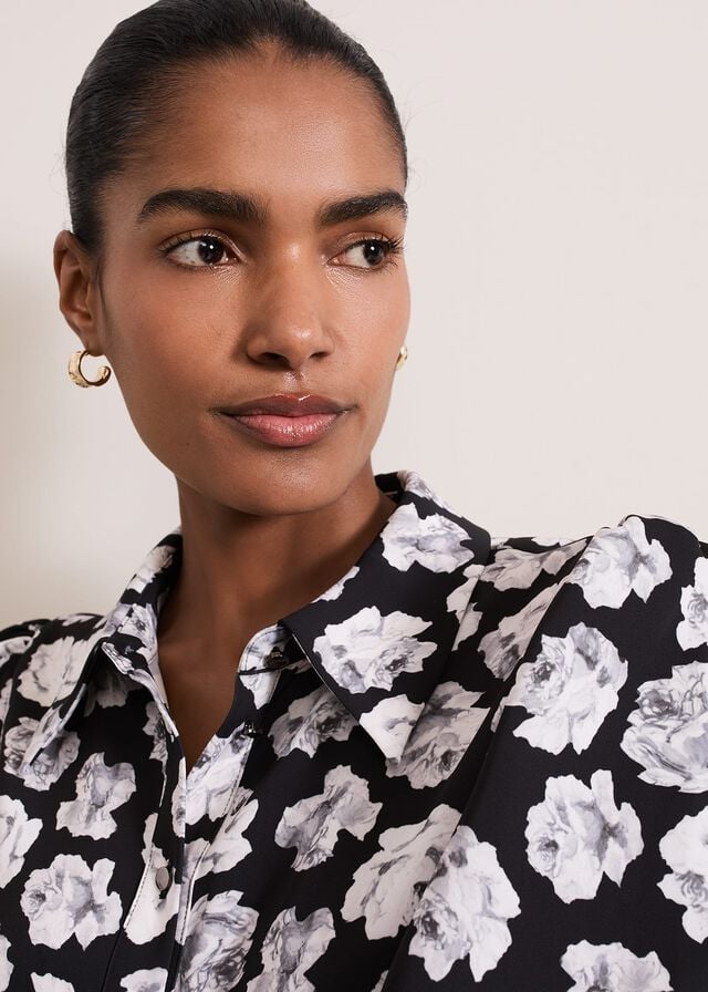 Black / Multicolor Phase Eight Selika Floral Swing Dress | 1548STLHC