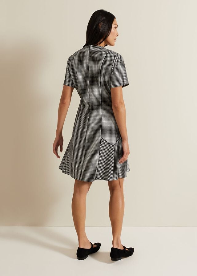 Black / Multicolor Phase Eight Viola Houndstooth Dress | 1924WJDVB