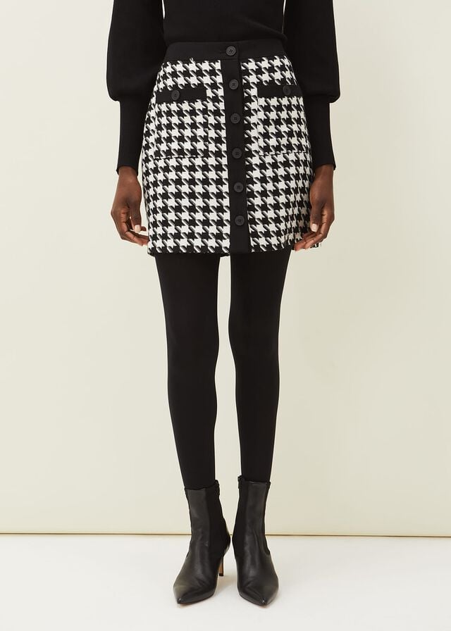 Black / White Phase Eight Alicia Dogtooth Skirts | 0452NCTOR