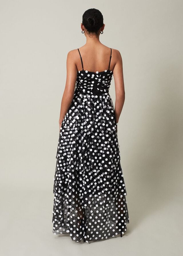Black / White Phase Eight Avianna Sequin Tulle Dress | 2453LCVGJ