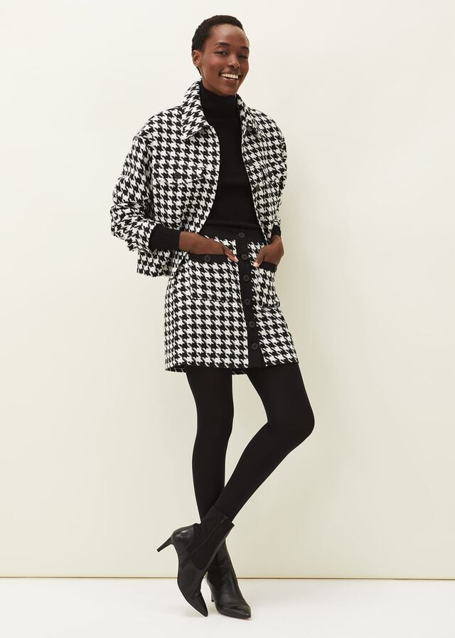 Black / White Phase Eight Brienna Dogtooth Jackets | 5197NAFXV