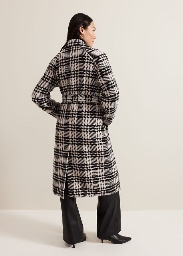 Black / White Phase Eight Cassie Check Wool Coats | 8265ULHYT