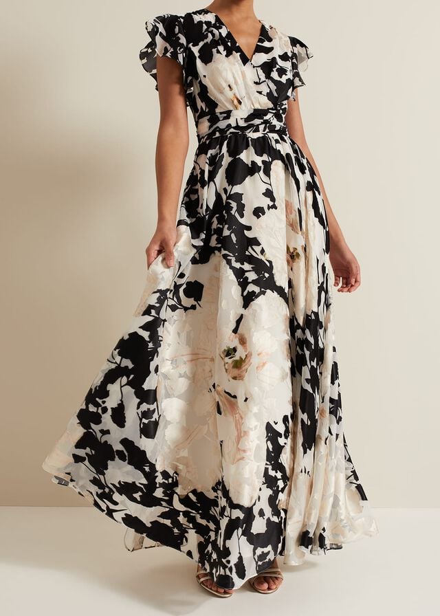 Black / White Phase Eight Liana Floral Dress | 6415AFWQT