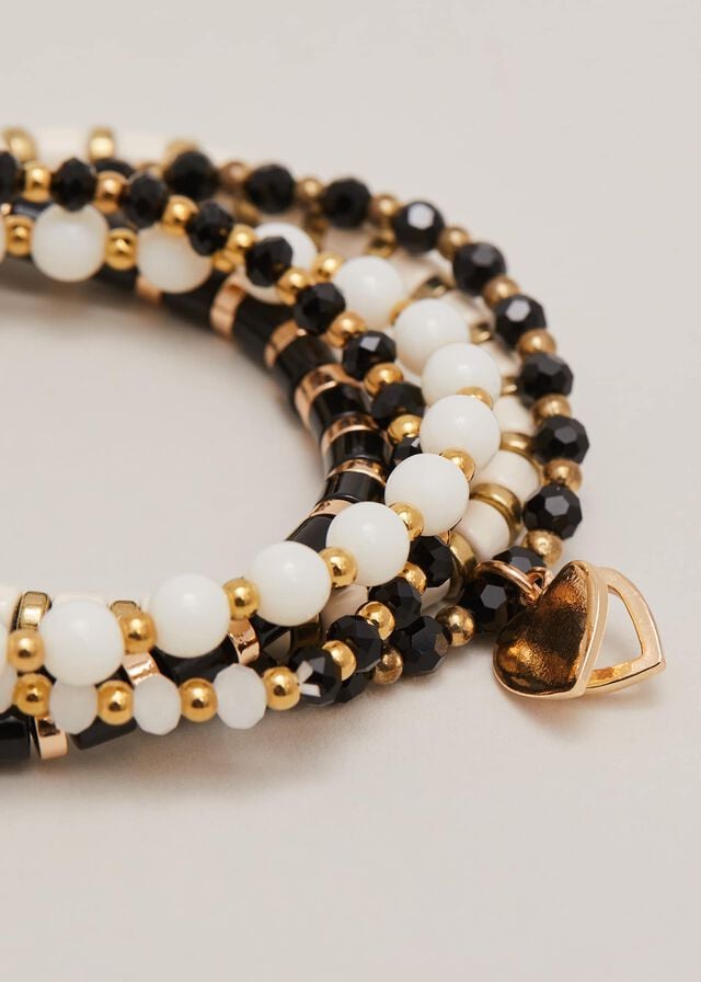 Black / White Phase Eight Mono Beaded Stacking Set Jewellery | 1846DJAIT