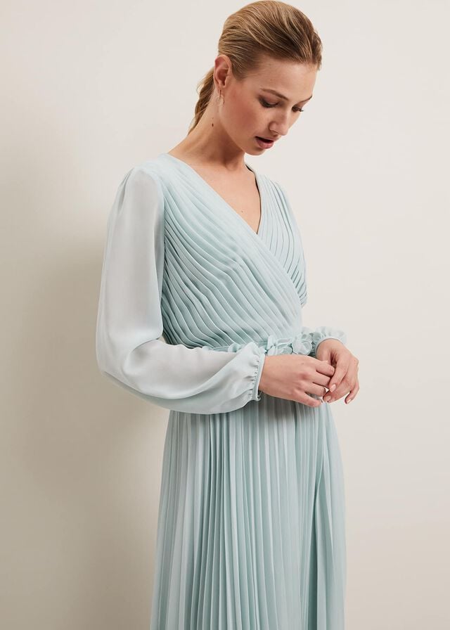Blue Phase Eight Alecia Pleat Dress | 4095LIJXB