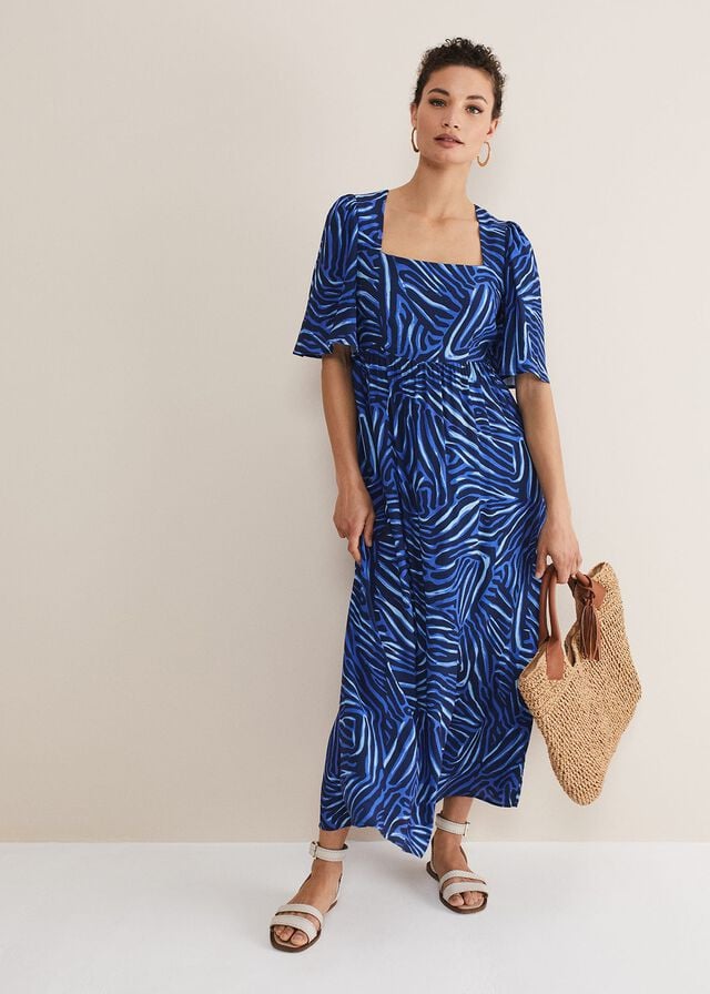 Blue Phase Eight Ayesha Zebra Print Dress | 6834EBFKX