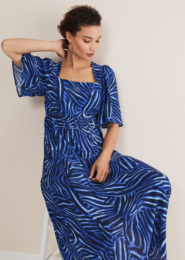 Blue Phase Eight Ayesha Zebra Print Dress | 6834EBFKX