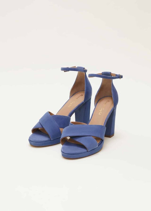 Blue Phase Eight Blue Suede Platform Heels | 2570AEJZP