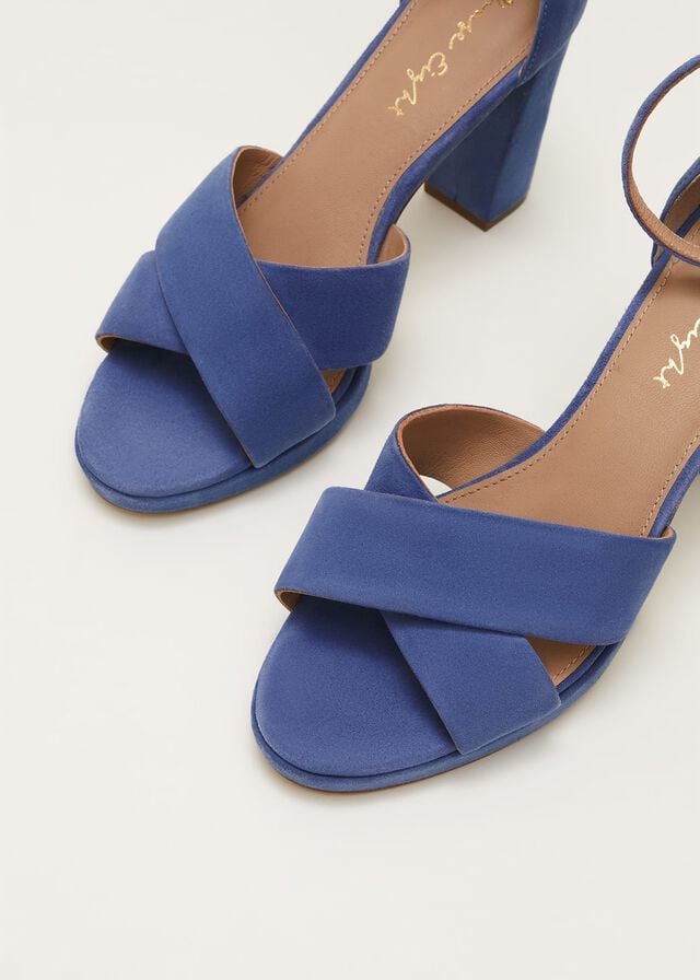 Blue Phase Eight Blue Suede Platform Heels | 2570AEJZP
