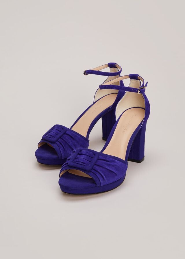 Blue Phase Eight Blue Suede Platform Heels | 1973UCEJP