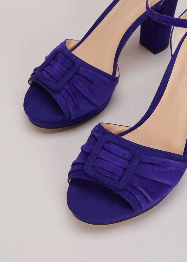 Blue Phase Eight Blue Suede Platform Heels | 1973UCEJP