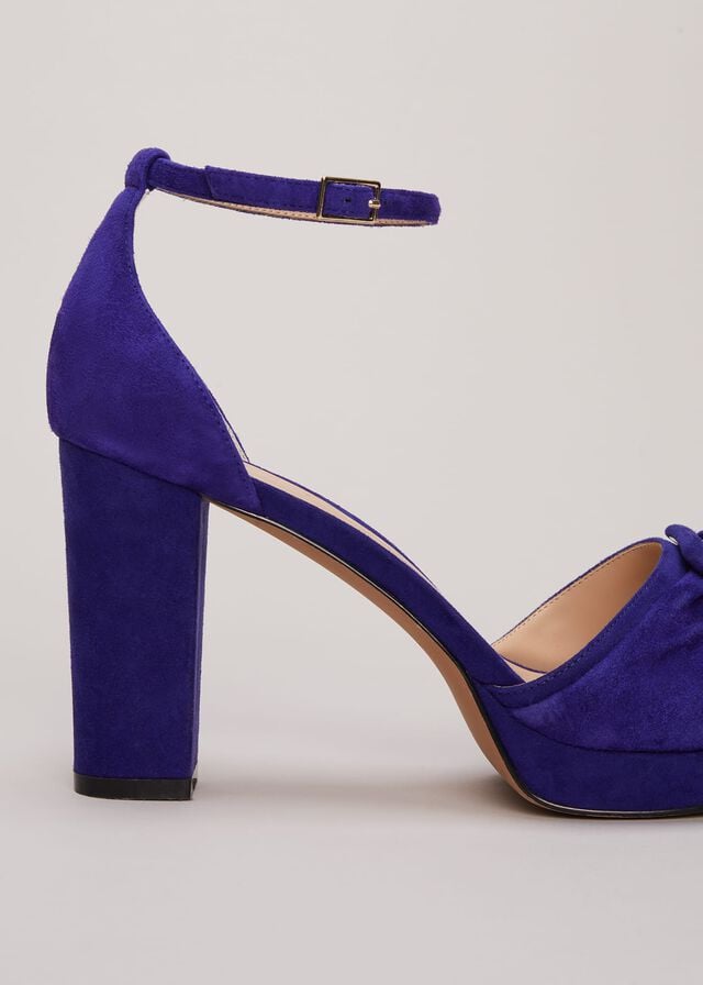 Blue Phase Eight Blue Suede Platform Heels | 1973UCEJP