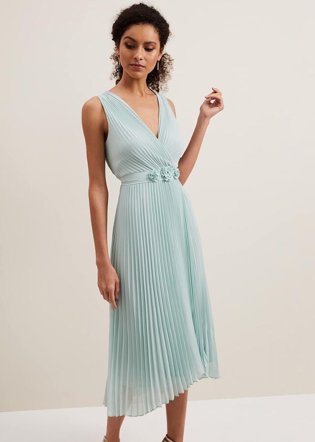 Blue Phase Eight Cressida Pleated Dress | 8951AYSEH