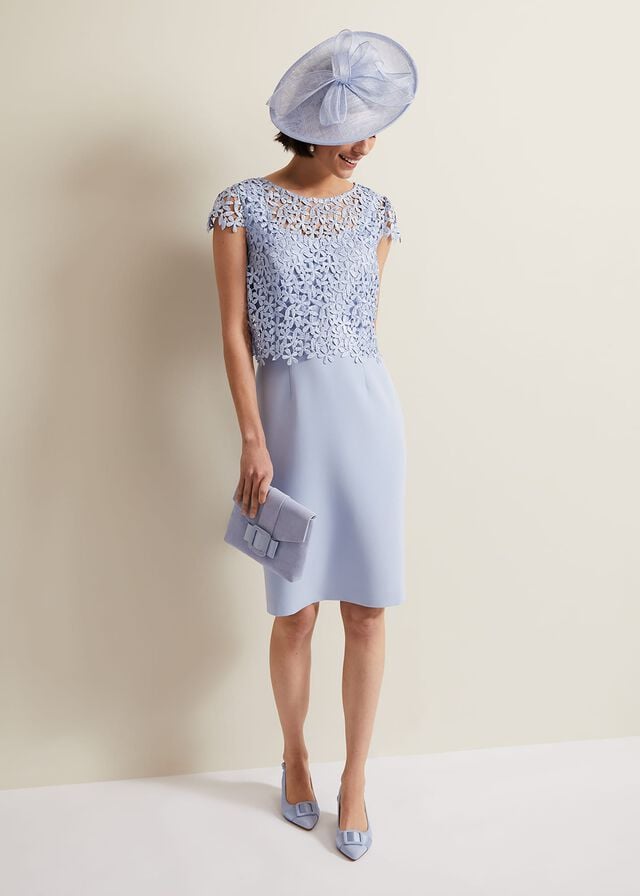 Blue Phase Eight Daisy Lace Double Layer Dress | 6574LEUKM