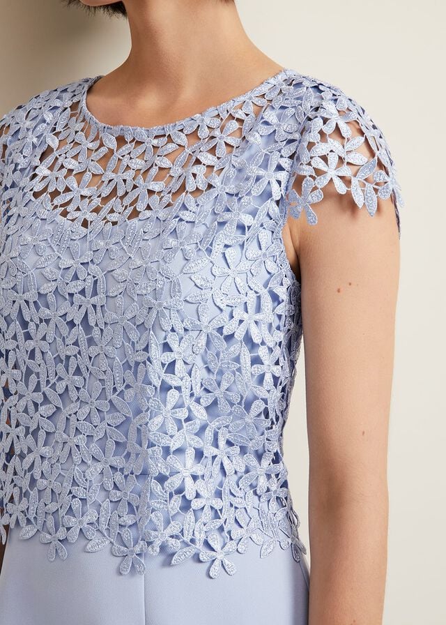 Blue Phase Eight Daisy Lace Double Layer Dress | 6574LEUKM