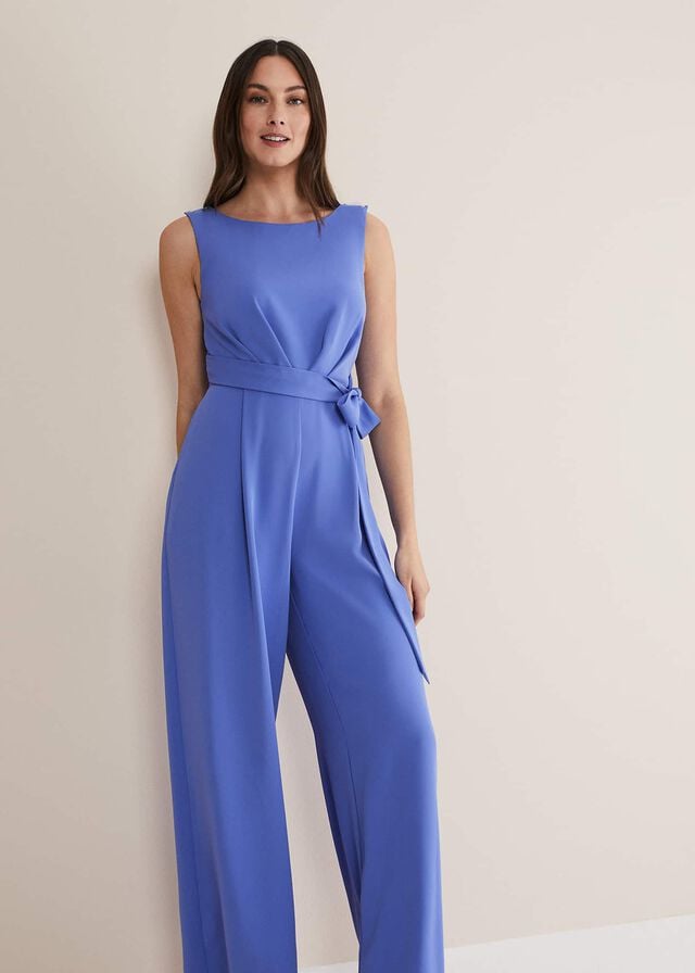 Blue Phase Eight Elaina Blue Wide Leg Jumpsuit | 0183OARTY