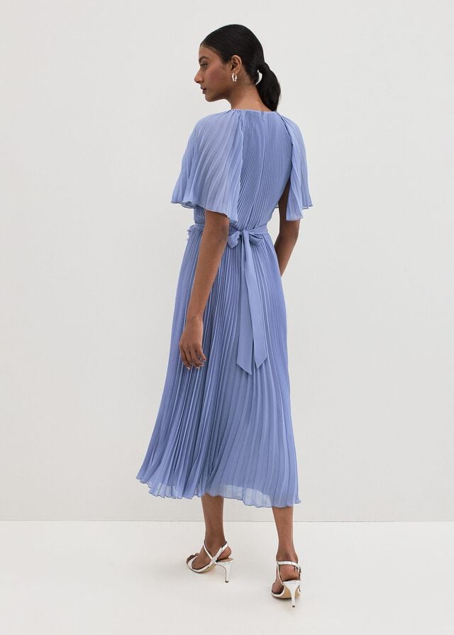 Blue Phase Eight Kathleen Pale Blue Pleat Dress | 5219UMERC