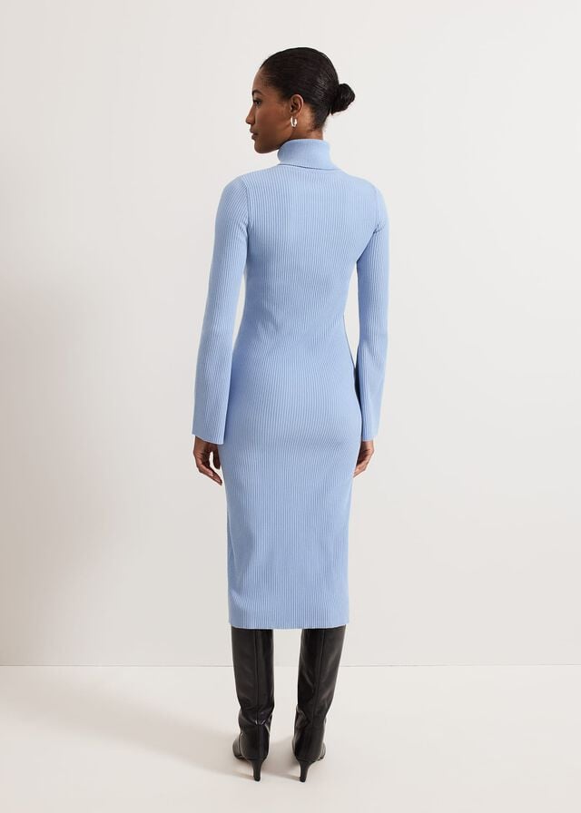 Blue Phase Eight Kylie Blue Roll Neck Dress | 0692IMEHG
