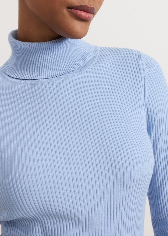 Blue Phase Eight Kylie Blue Roll Neck Dress | 0692IMEHG