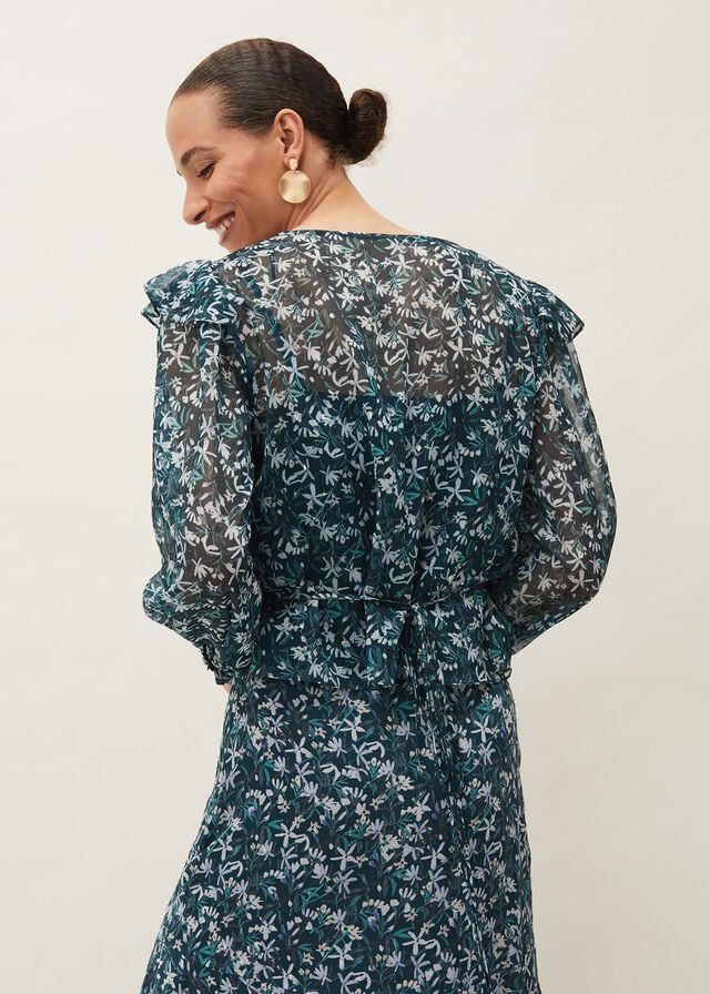 Blue Phase Eight Lola Floral Shirts | 4931FKUHT