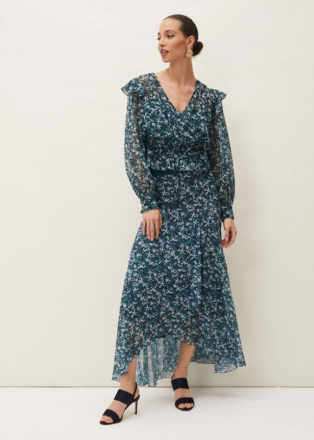 Blue Phase Eight Lola Floral Shirts | 4931FKUHT