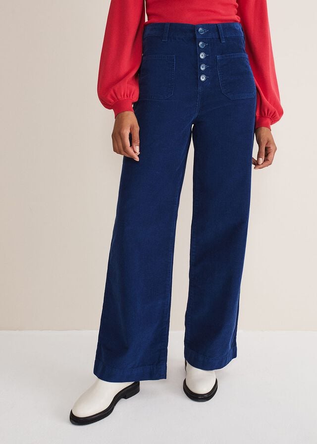 Blue Phase Eight Magsie Corduroy Wide Leg Trousers | 7938VBHAI