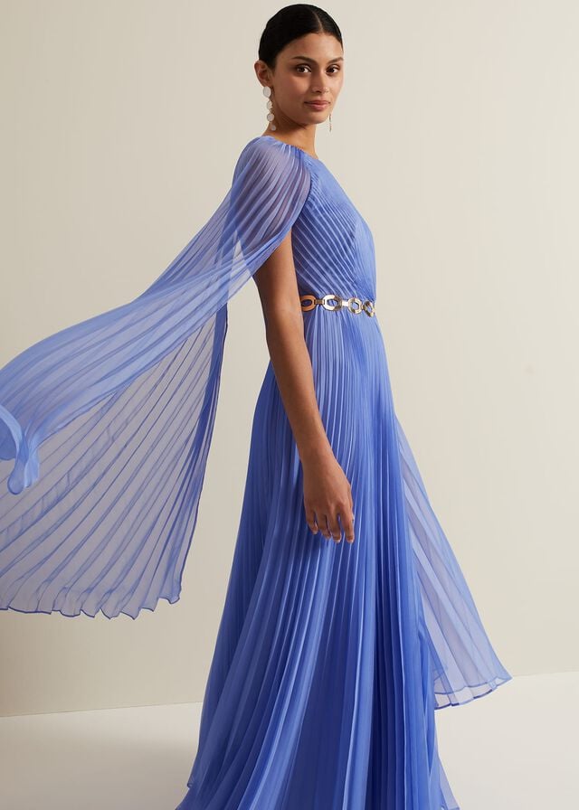 Blue Phase Eight Marren Blue Chiffon Pleated Dress | 5412AESNM