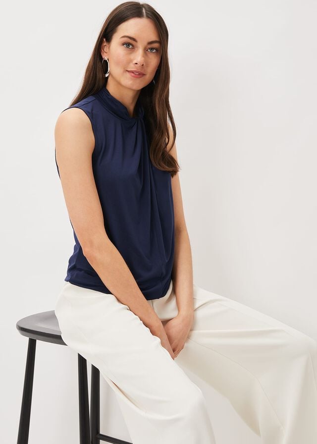 Blue Phase Eight Reign Twist Neck Shirts | 3960ILDNY