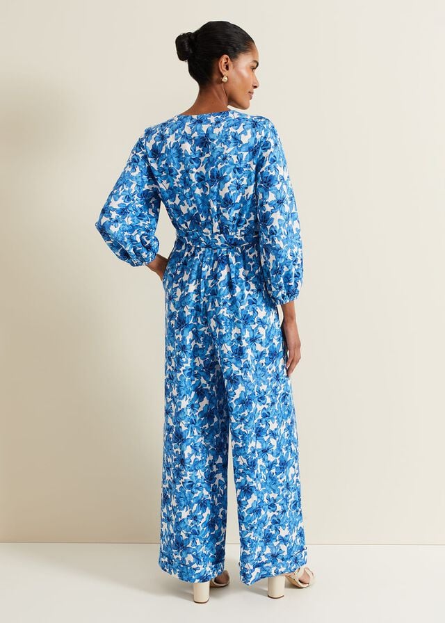 Blue Phase Eight Rosey Floral Zip Jumpsuit | 4651HETUL