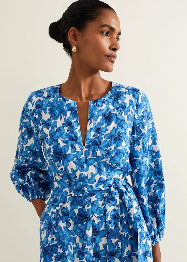 Blue Phase Eight Rosey Floral Zip Jumpsuit | 4651HETUL