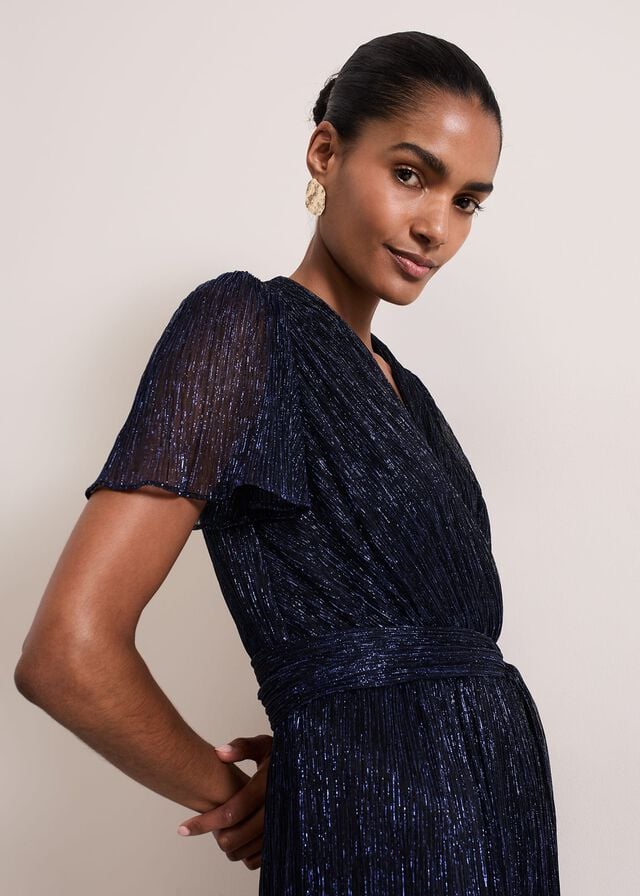 Blue Phase Eight Stella Blue Plisse Dress | 5081FYAZQ