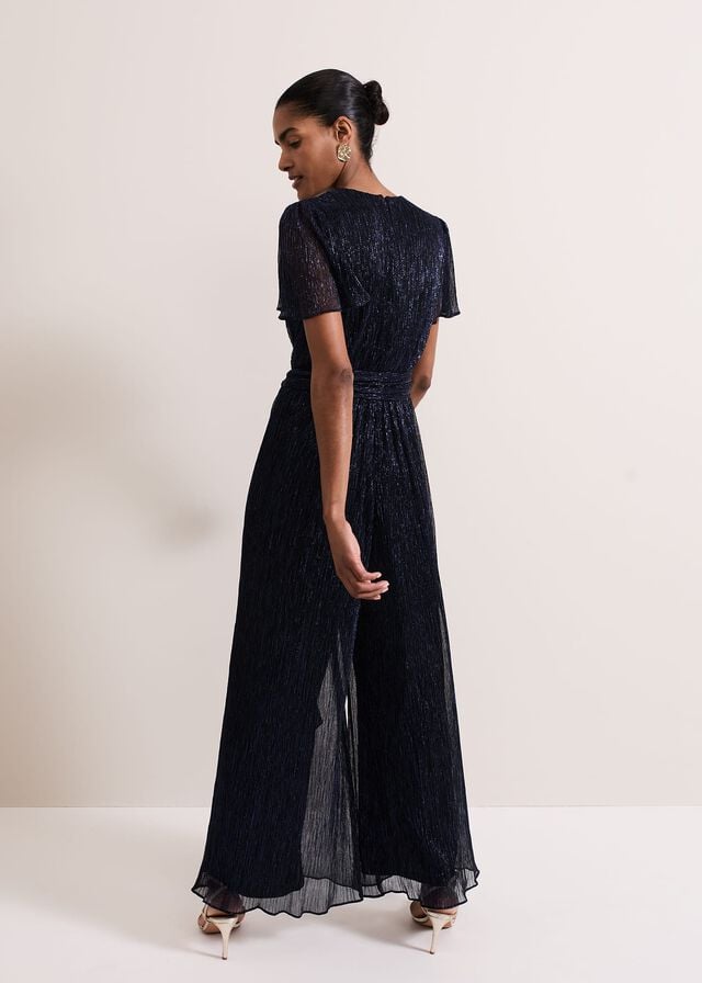 Blue Phase Eight Stella Blue Plisse Jumpsuit | 5648GKXMW