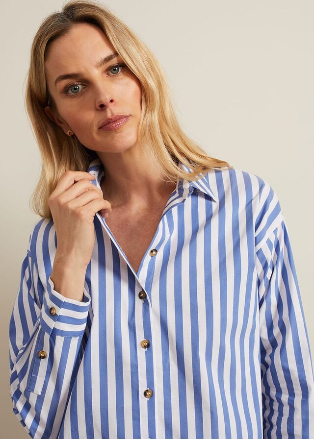 Blue Phase Eight Stripe Shirts | 5316MKRIJ