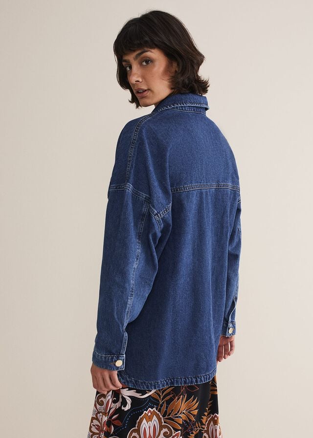 Blue Phase Eight Tianna Oversized Denim Shacket Coats | 2571VANUR