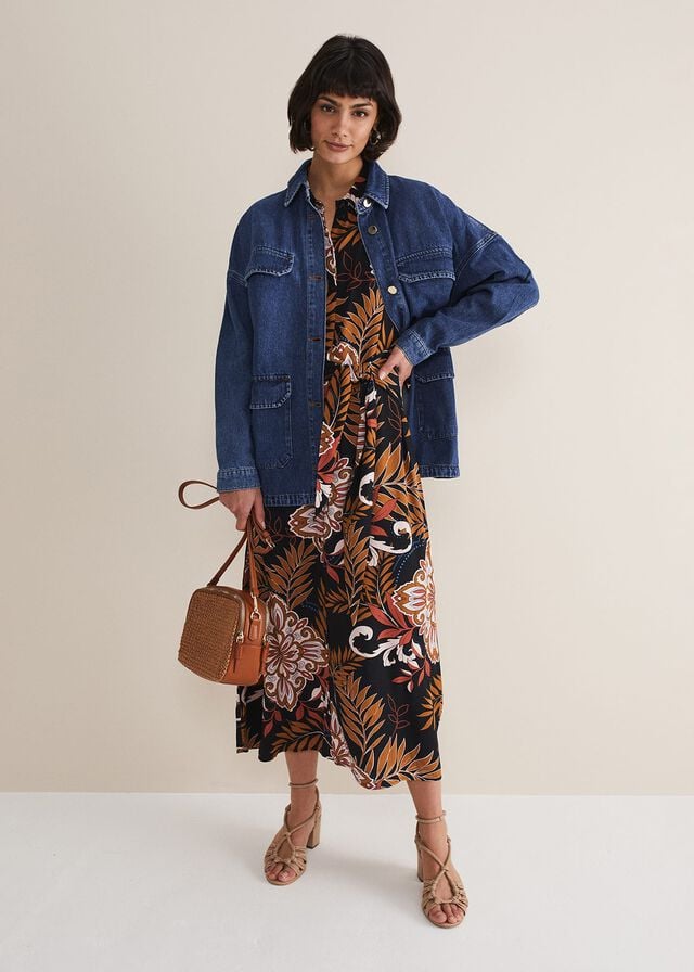 Blue Phase Eight Tianna Oversized Denim Shacket Coats | 2571VANUR