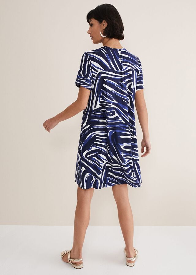 Blue / Multicolor Phase Eight Isabelle Zebra Print Dress | 8091HJLSZ