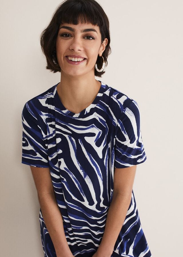 Blue / Multicolor Phase Eight Isabelle Zebra Print Dress | 8091HJLSZ